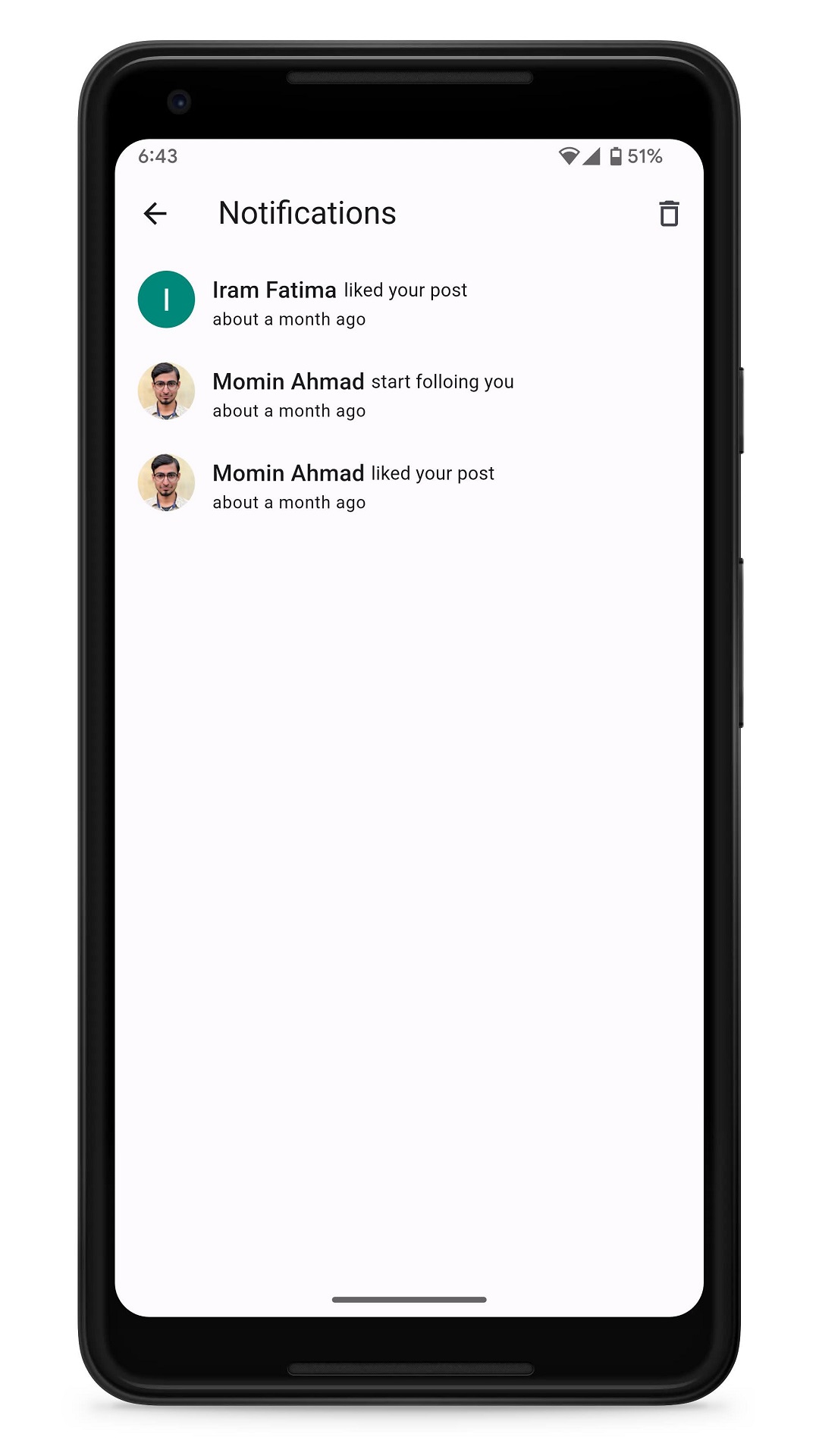 Notification Screen of ApnaPan App